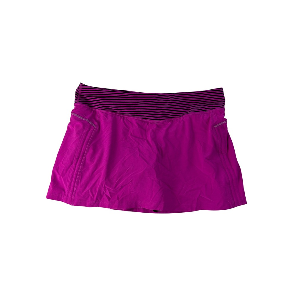 Lucy Tech Skort Womens Large Striped Waist Activewear Magenta Purple